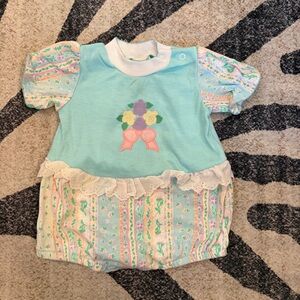 Vintage Baby Girl Healthtex Spring Romper Ruffle And 12m EUC